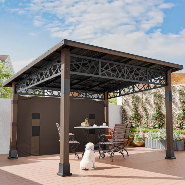 12 FT X 14 FT Hardtop Patio Gazebo With Slope Roof - Image 2