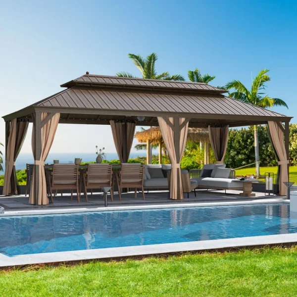 24 Ft. W x 12 Ft. D Steel Patio Gazebo - Image 2
