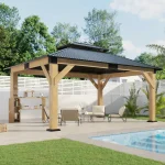 Classic++Solid+Wood+Storage+Gazebo+With+Double+Iron+Roof