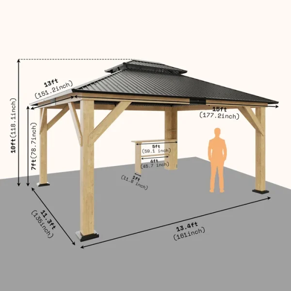 Classic Solid Wood Storage Gazebo With Double Iron Roof - Image 4